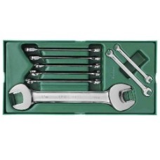 10pc metric open end and combination wrench tray set